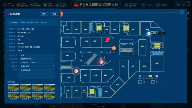 安全守護平臺大屏界面,實時全面展示感知系統(tǒng)
